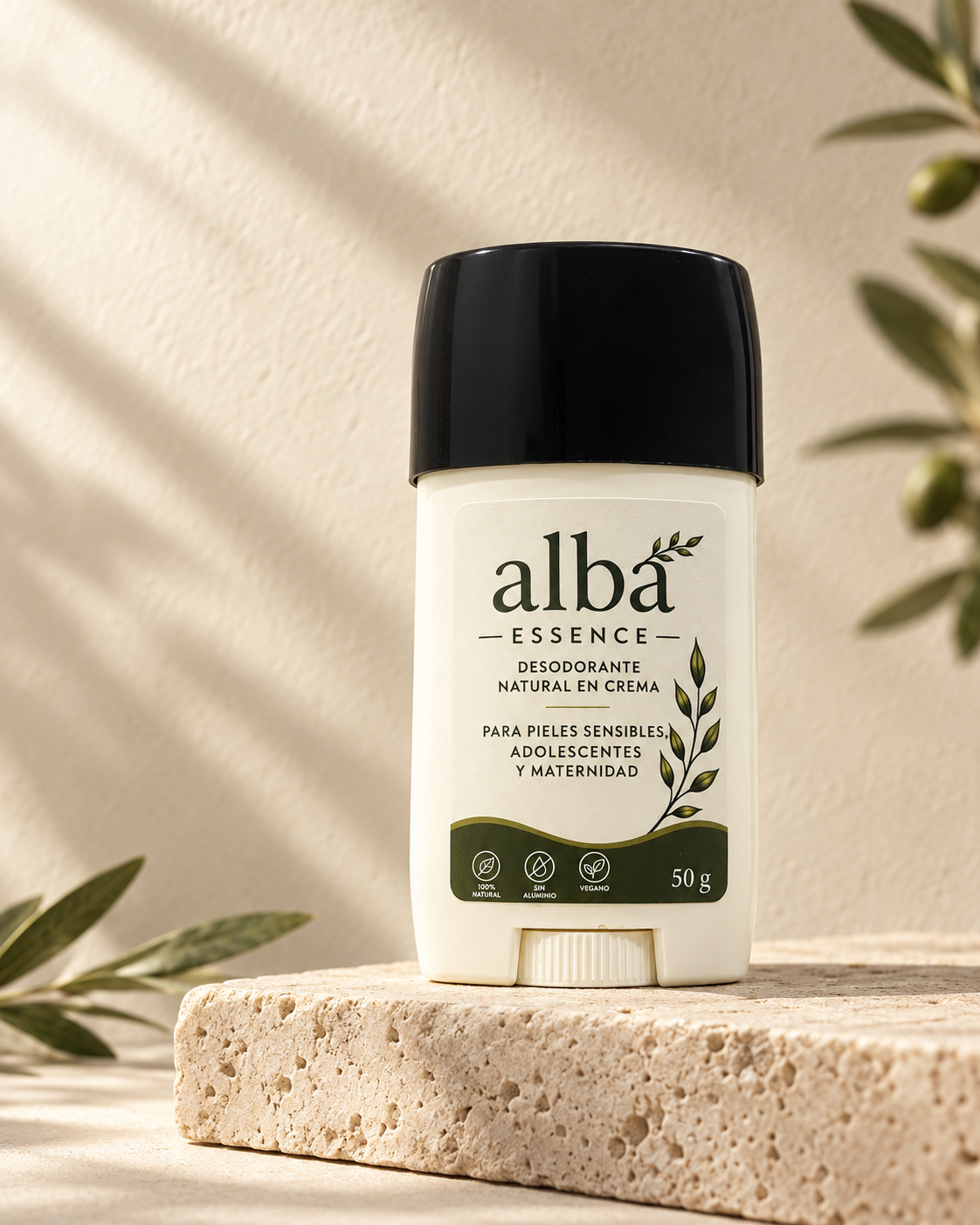 Desodorante natural en crema Alba Essence, presentación de 50 g